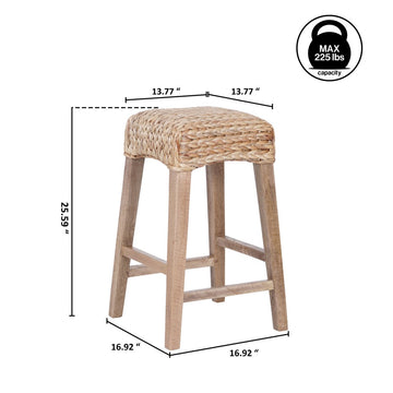 Maui Rustic Bohemian Hyacinth/Wood Backless Counter Stool